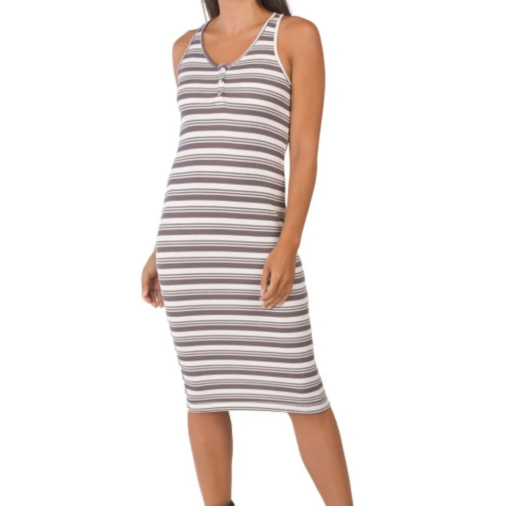 LAUNDRY BY SHELLI SEGAL Striped Button Front V-neck Dress